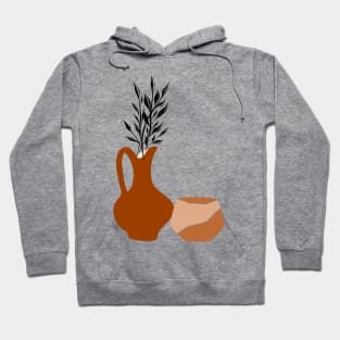 Brown Potteries And Leaves Hoodie